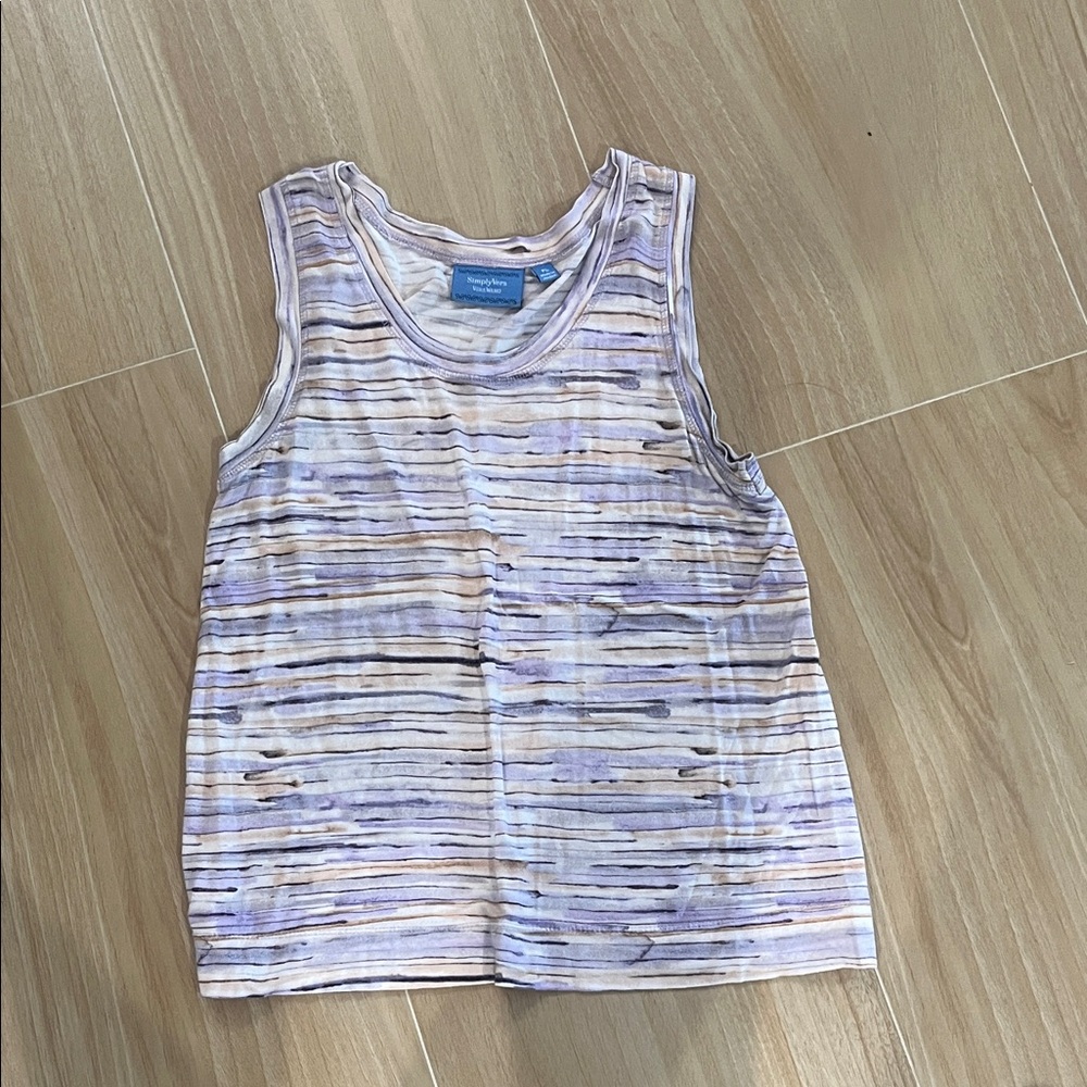 Simply Vera Vera Wang Purple and White Striped Tank Top